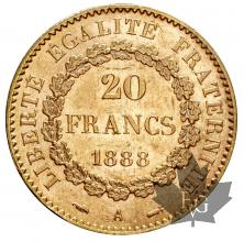 FRANCE-1888-20 FRANCS-III REPUBLIQUE-SUP-FDC