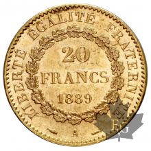 FRANCE-1889-20 FRANCS-III REPUBLIQUE-SUP-FDC