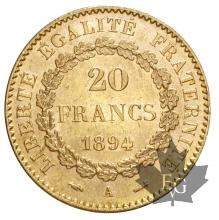 FRANCE-1894-20 FRANCS-III REPUBLIQUE-prFDC