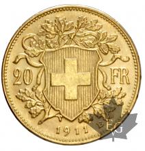 SUISSE-1911-20 FRANCS HELVETIA-prFDC