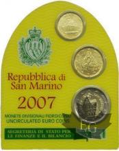 SAINT MARIN - 2007 - 10 Cent / 20 Cent / 2 Euro