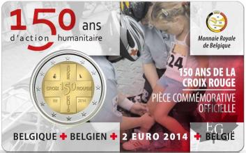 BELGIQUE-2014-2 EURO COMMEMORATIVE-150 ANS CROIX ROUGE-FDC