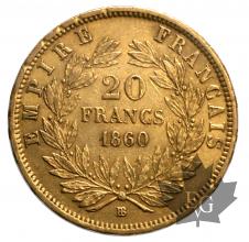France-20 francs or BB-Strasbourg- 1858/59/60