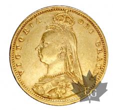 Royaume Uni-1/2souverain souvereign sterlina-Victoria Crown 