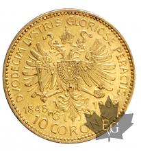 Autriche-10 Coronae- 1848-1908-gold or