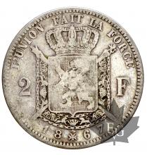 Belgique-2 Francs Leopold II-argent-silver