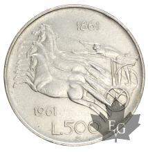 Italie-500 lire-Unità d&#039;Italia-1961-silver