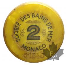 Jeton CASINO Monte Carlo Monaco, 2 fr- Société des Bains de Mer