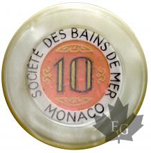 Jeton CASINO Monte Carlo Monaco, 10 fr- blanc