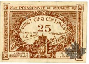 MONACO-1920-25 CENTIMES-BRUN