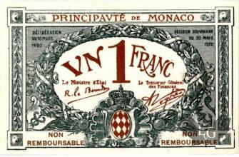 MONACO-1920-1 FRANC-ESSAI BLEU-NEUF