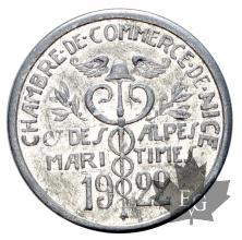 CHAMBRE DE COMMERCE DE NICE-5 CENT-1922-alu-TTB-SUP