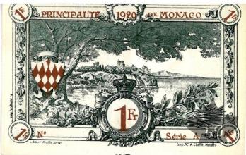 MONACO-1920-1 FRANC-BLUE-SERIE A-sans N°-NEUF