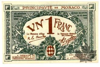 MONACO-1920-1 FRANC-BLEU-SERIE E-avec N°-NEUF