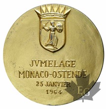 1964-Médaille Jumelage MONACO -OSTENDE 25 JANVIER 1964