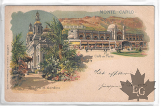 CARTE-POSTALE-MONACO-CAFE DE PARIS-ECRITE