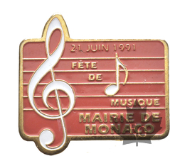 MONACO-PINS-FETE-DE-MUSIQUE-21-06-1991 rouge