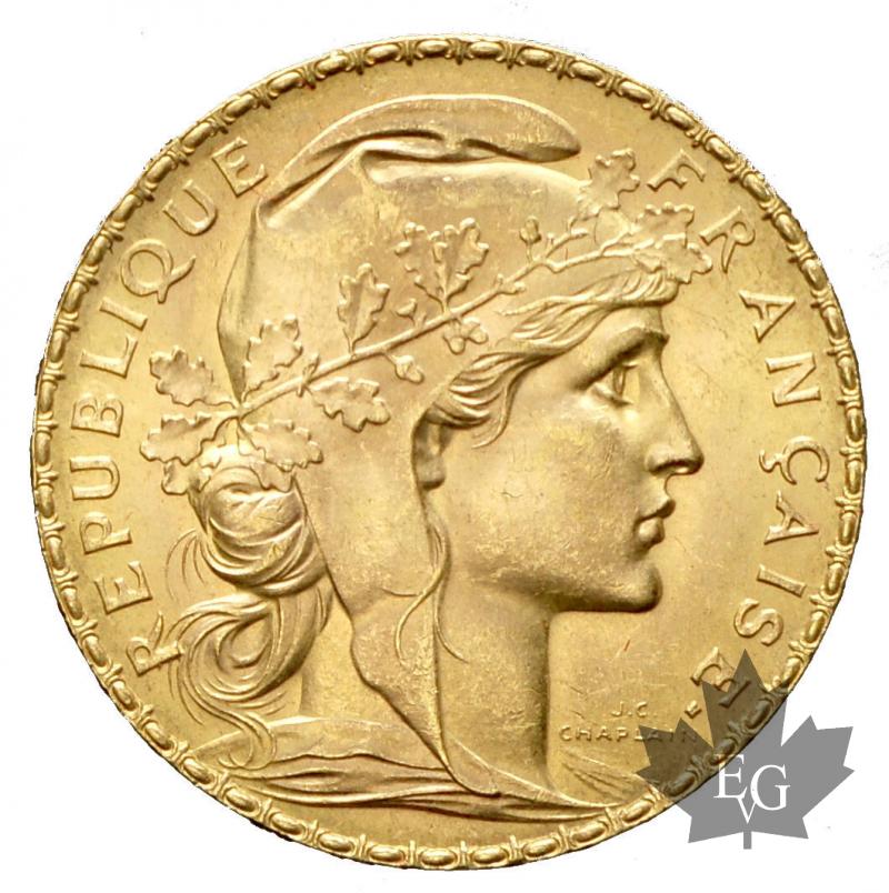 Monnaies - FRANCE-1907-20 FRANCS-MARIANNE-COQ-prFDC