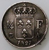 FRANCE-1827A-1/4 FRANC