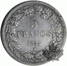 BELGIQUE-1834-5 FRANCS-TB