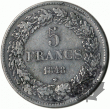 BELGIQUE-1848-5 FRANCS-TTB