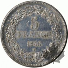 BELGIQUE-1848-5 FRANCS-TTB-SUP