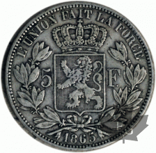 BELGIQUE-1865-5 FRANCS