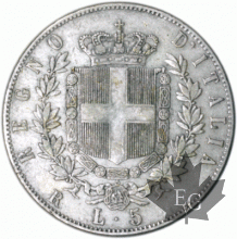 ITALIE-1872R-5 Lire-Vittorio Emanuele II-Roma-TB-TTB
