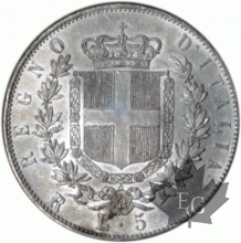ITALIE-1876R-5 Lire-Vittorio Emanuele II-Roma-SUP