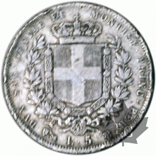 ITALIE-1852G-5 Lire-Vittorio Emanuelle II-Genova-TB-TTB