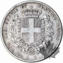 ITALIE-1854G-5 Lire-Vittorio Emanuelle II-Genova-TTB