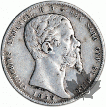 ITALIE-1859G-5 Lire-Vittorio Emanuelle II-Genova-TTB