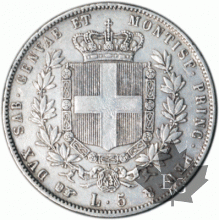 ITALIE-1860T-5 Lire-Vittorio Emanuelle II-Re di SardegnaTTB-SUP