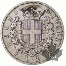 ITALIE-1863T-2 Lire-Vittorio-Emanuele-II-Torino-TB-TBB
