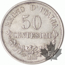 ITALIE-1863M-50 Centesimi-Vittorio-Emanuele-II-MILANO-SUP