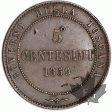ITALIE-1859-5 Centesimi-Vittorio-Emanuele-II-TB-TTB