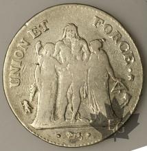 FRANCE-1796-5 Francs An 5A Union et Force  pr. TTB