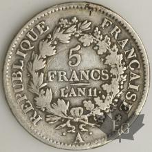 FRANCE-1802-5 Francs An 11A Union et Force B-TB