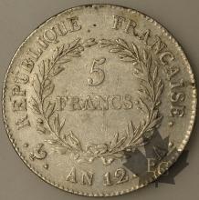 FRANCE-1803-5 Francs An 12A Premier Consul cp tr. TTB