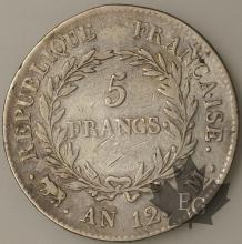 FRANCE-1803-5 Francs An 12M Premier Consul TB+