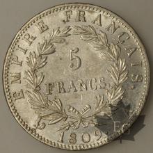 FRANCE-1809A-5 Francs tête laurée EMPIRE pr. SUP