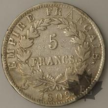 FRANCE-1809A-5 Francs tête laurée EMPIRE TB-TTB