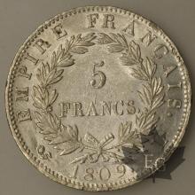 FRANCE-1809L-5 Francs tête laurée EMPIRE SUP