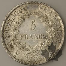 FRANCE-1808A-5 Francs tête laurée RÉPUBLIQUE pr. SUP