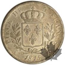 FRANCE-1815M-5 Francs Louis XVIII TB à TTB