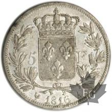 FRANCE-1816A-5 Francs Louis XVIII Buste nu TTB
