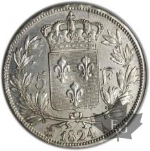 FRANCE-1824A-5 Francs Louis XVIII Buste nu Sup
