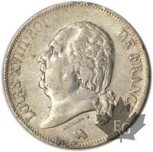 FRANCE-1824B-5 Francs Louis XVIII Buste nu TTB