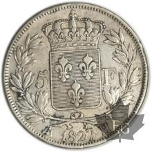 FRANCE-1827H-5 Francs Charles X TB TTB