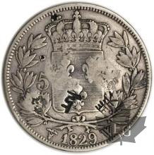 FRANCE-1829W-5 Francs Charles X TB contremarquée